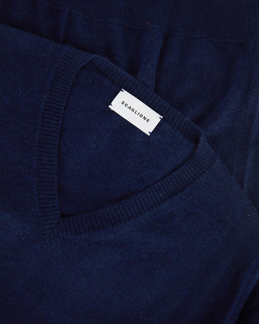 Scaglione V NECK CASH-SILK NAVY Italia