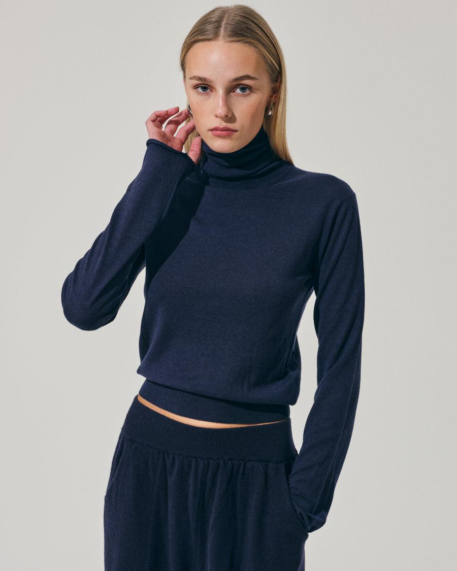 Scaglione TURTLE NECK SLIM KASHSILK NAVY Saldi