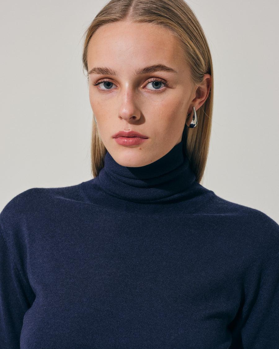 Scaglione TURTLE NECK SLIM KASHSILK NAVY Saldi