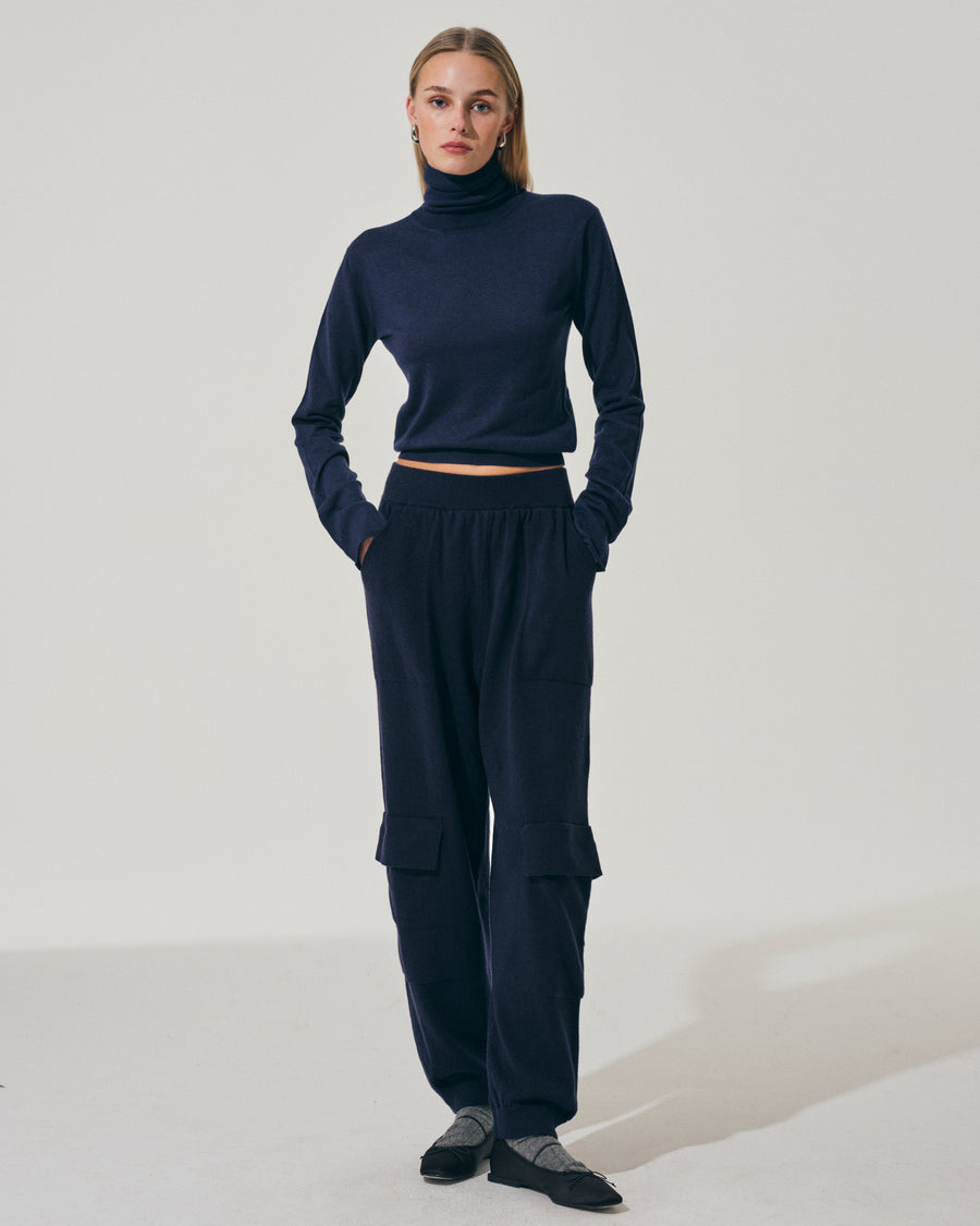 Scaglione TURTLE NECK SLIM KASHSILK NAVY Saldi