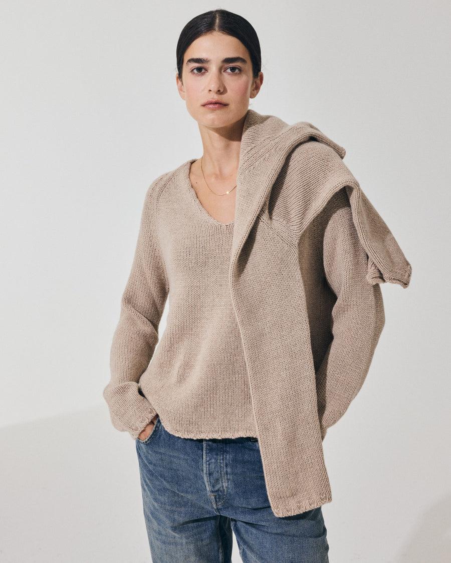 Scaglione V NECK SUPER SOFT SAND Nuovo