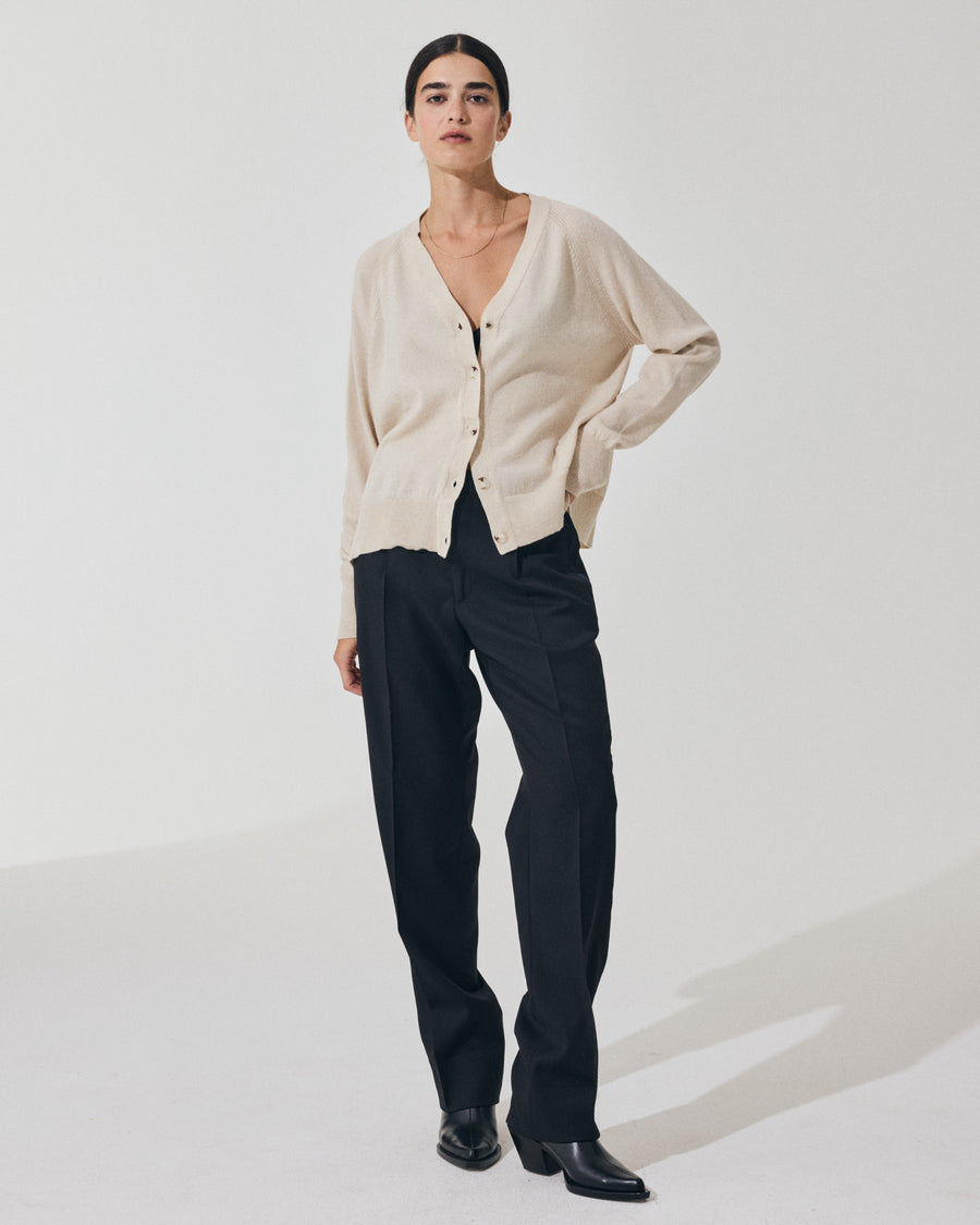 Scaglione CARDIGAN RAGLAN RIBBED SIDES MILK Vendita
