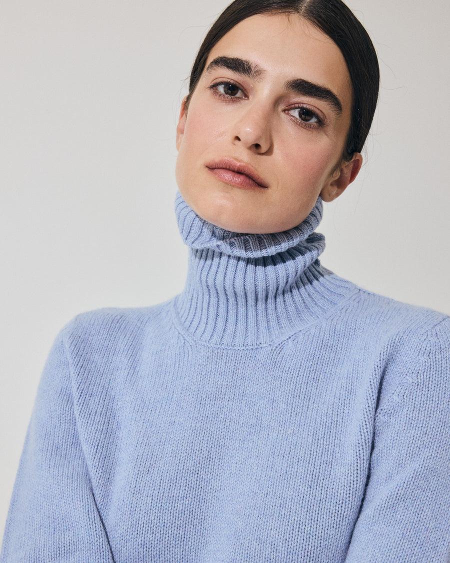 Scaglione TURTLE NECK SOFT HYBRID CASHMERE CELESTE Italia