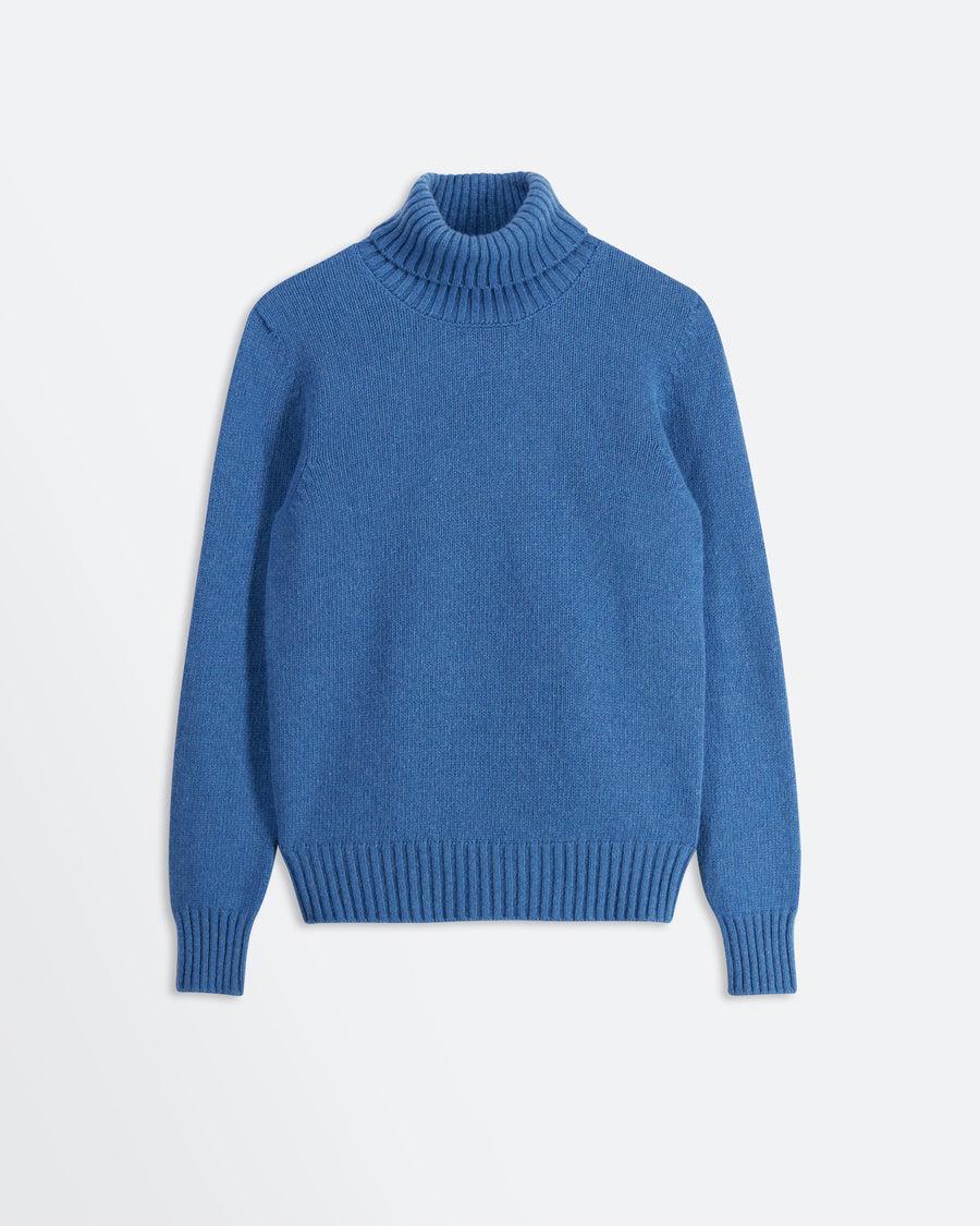 Scaglione TURTLE NECK SOFT HYBRID CASHMERE CORNFLOWER In Linea