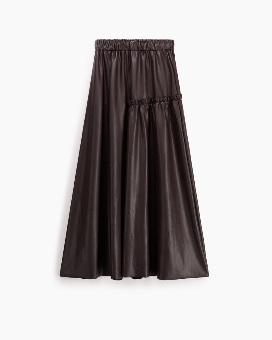 Scaglione SKIRT LUNGA CON ARRICCIO ECOPELLE MORO Sconto