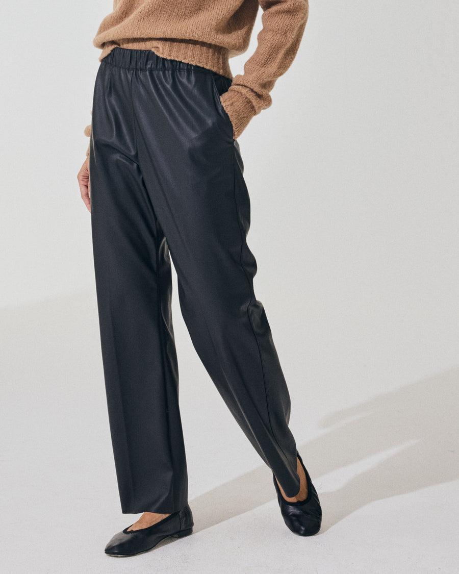 Scaglione PANT DRITTO ECOPELLE BLACK Saldi