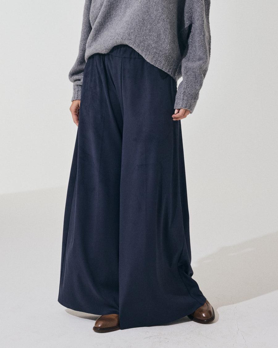 Scaglione PANT LARGO ECOSUEDE NAVY Offerte