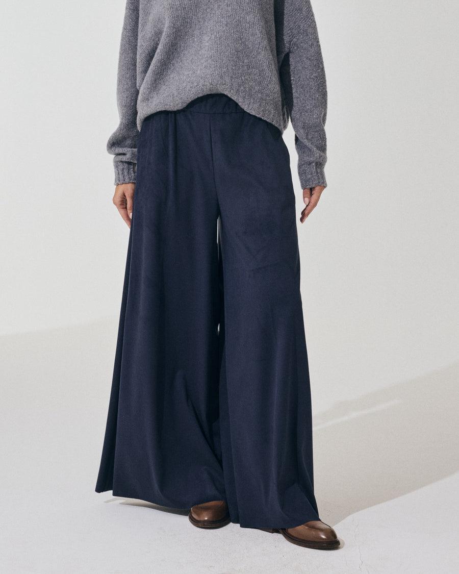 Scaglione PANT LARGO ECOSUEDE NAVY Offerte