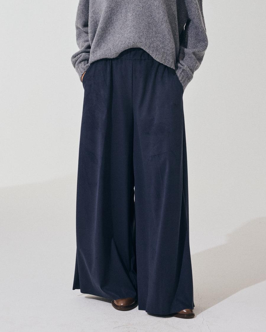 Scaglione PANT LARGO ECOSUEDE NAVY Offerte