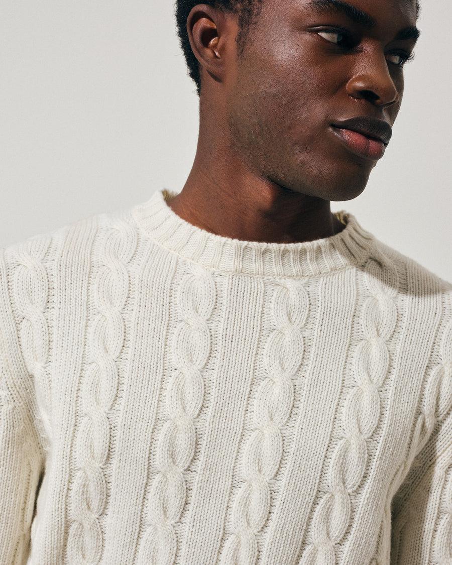 Scaglione ROUND NECK CABLES MIX CASH MILK Vendita Calda