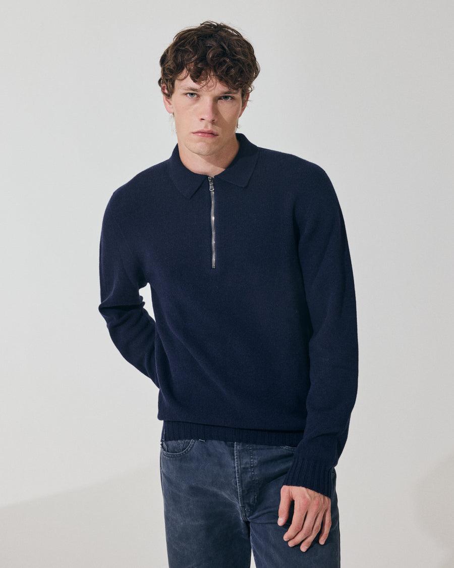 Scaglione POLO ZIP SEAMLESS MIXCASH NAVY Vendita Economica