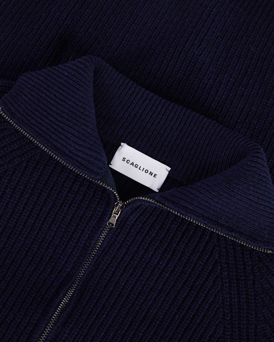 Scaglione ZIPPER T.NECK PANNOCCHIA CASH BLEND NAVY Italia