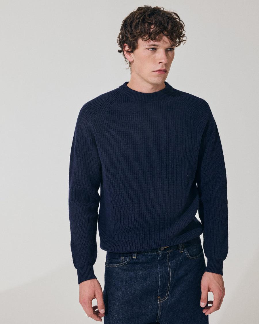Scaglione ROUND NECK FISHERMAN MIX CASH NAVY Nuovo