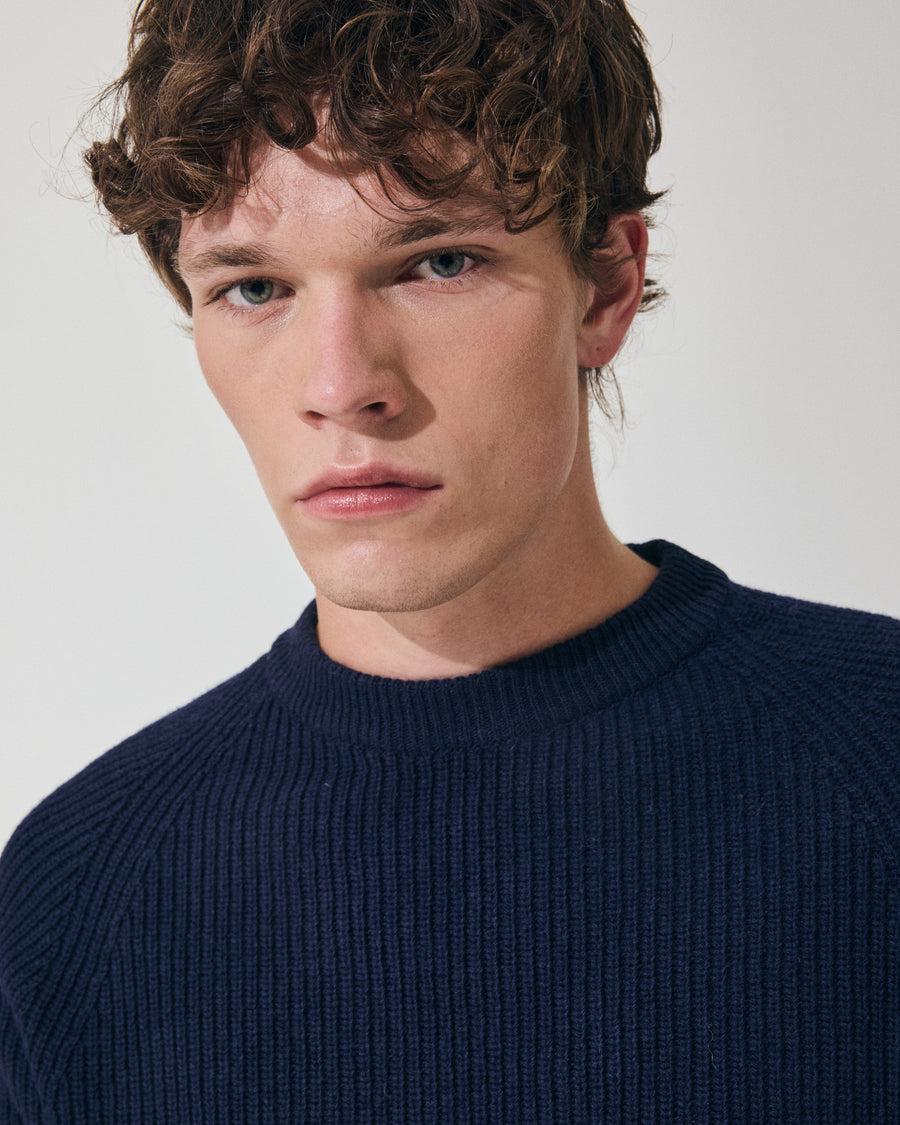 Scaglione ROUND NECK FISHERMAN MIX CASH NAVY Nuovo