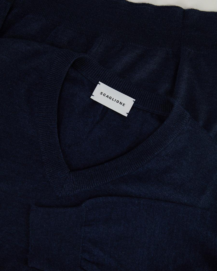 Scaglione V NECK FINELUX NAVY Affare Del Giorno