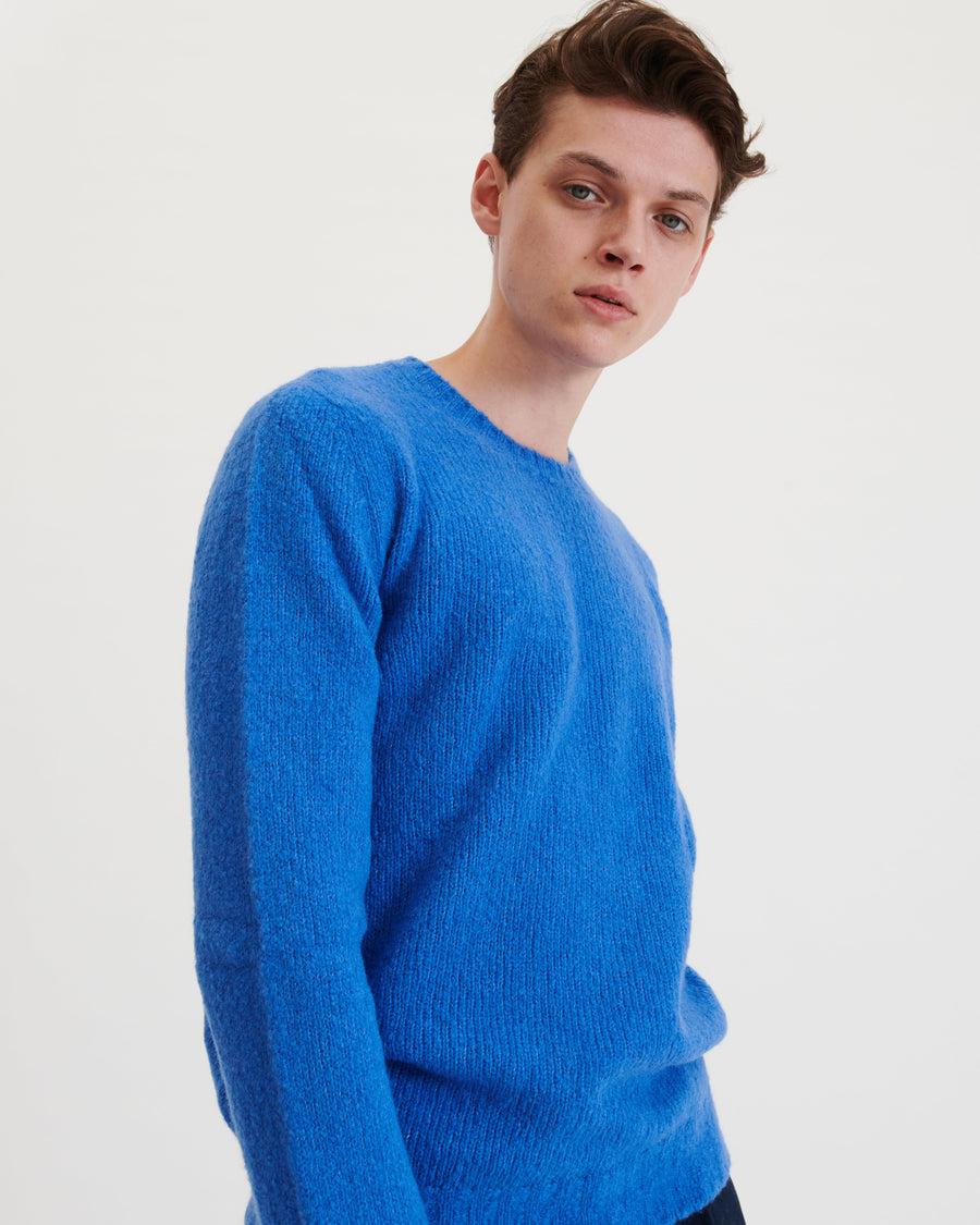 Scaglione ROUND NECK SEAMLESS PUFFED CASHMERE CORNFLOWER Italy