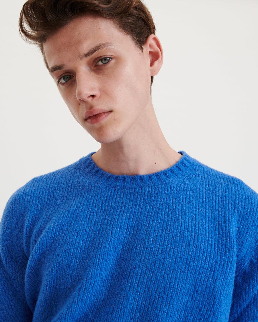 Scaglione ROUND NECK SEAMLESS PUFFED CASHMERE CORNFLOWER Italy