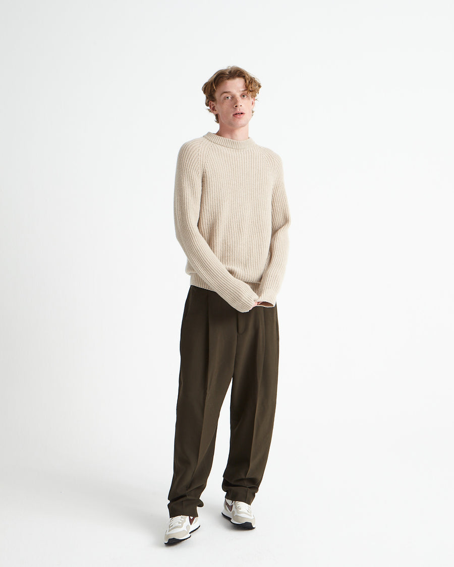 Scaglione ROUND NECK RIBBED HYBRD CASHMERE BEIGE 2025