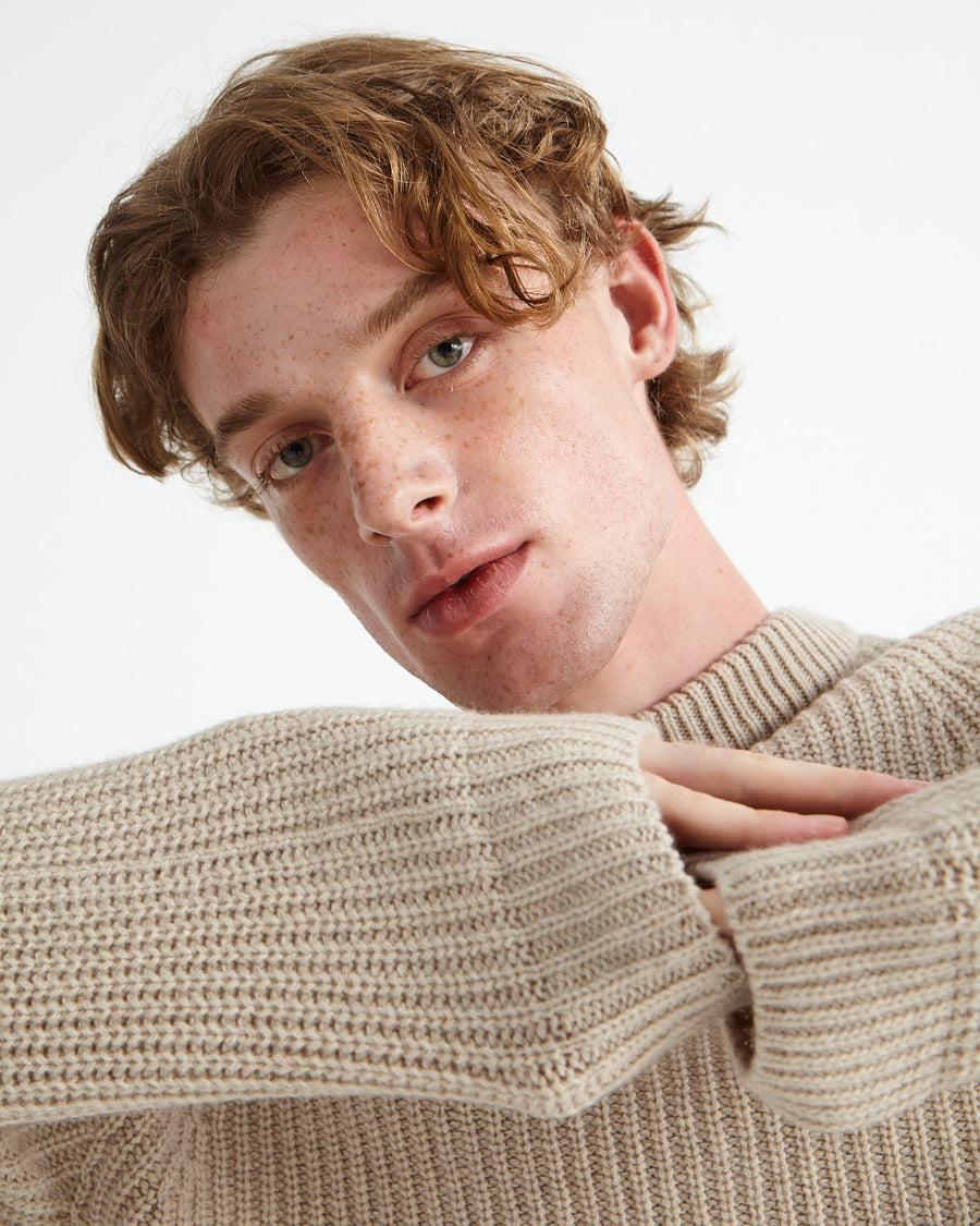 Scaglione ROUND NECK RIBBED HYBRD CASHMERE BEIGE 2025