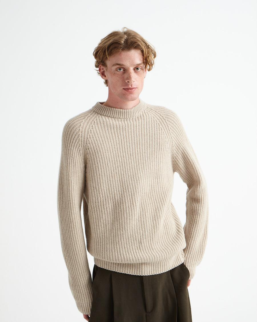 Scaglione ROUND NECK RIBBED HYBRD CASHMERE BEIGE 2025