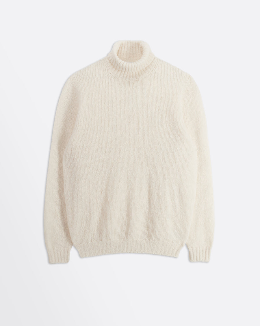 Scaglione TURTLE NECK SEAMLESS PUFFED CASHMERE MILK Sconto