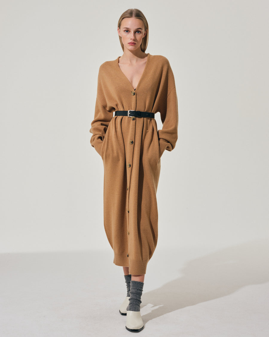 Scaglione CARDIGAN LUNGO SEAMLESS CARAMEL In Linea