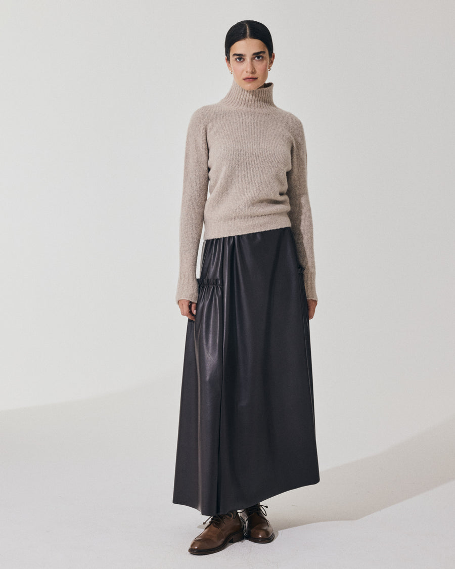 Scaglione TURTLE NECK SLIM PUFFED CASHMERE BEIGE Qualità