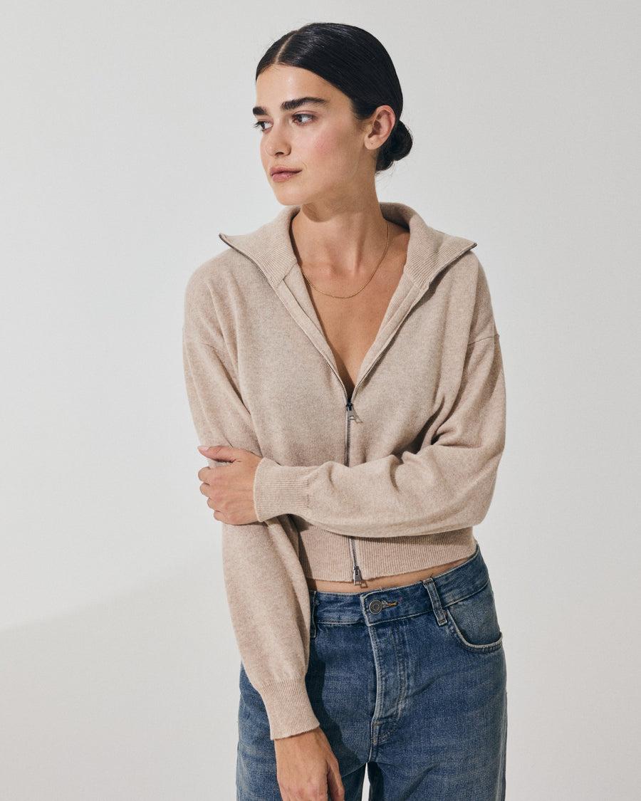 Scaglione BOMBER ZIP CASH BLEND SAND Negozi Online