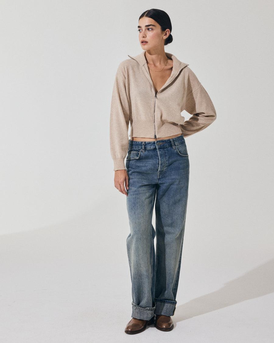 Scaglione BOMBER ZIP CASH BLEND SAND Negozi Online