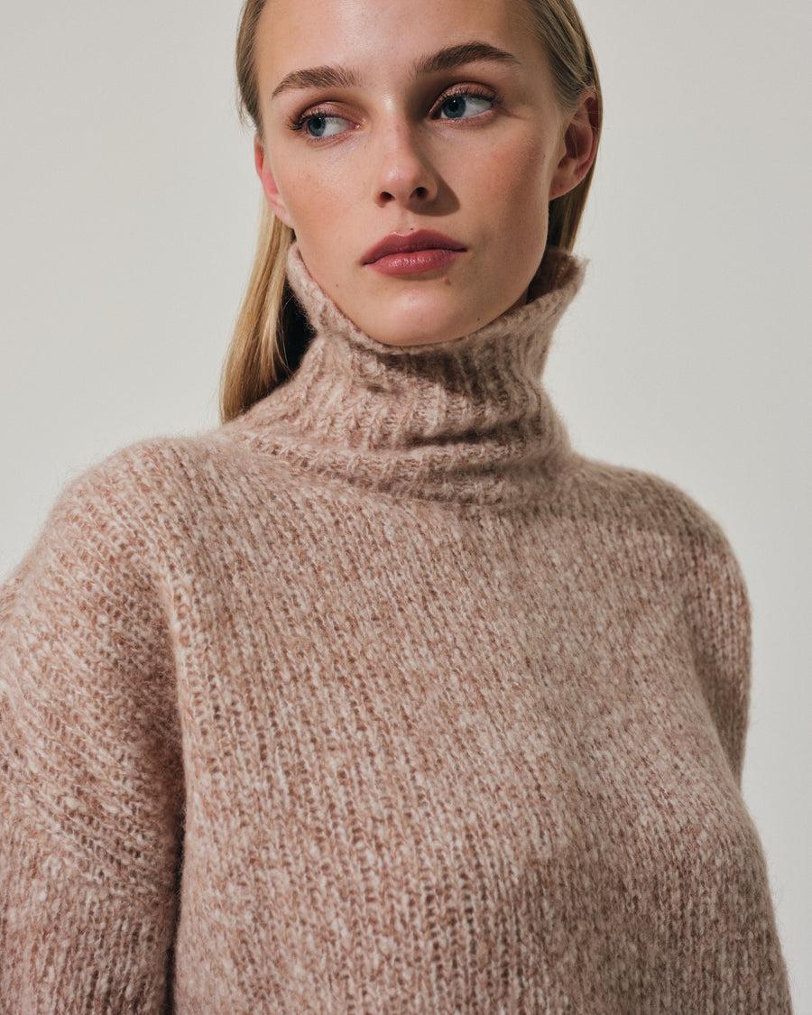 Scaglione MOCK NECK OVER MOULINE' CARAMEL Sottocosto