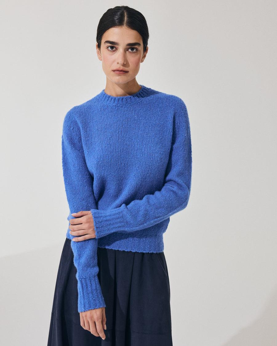 Scaglione ROUND NECK SLIM PUFFED CASHMERE SEAMLESS CORNFLOWER Presa