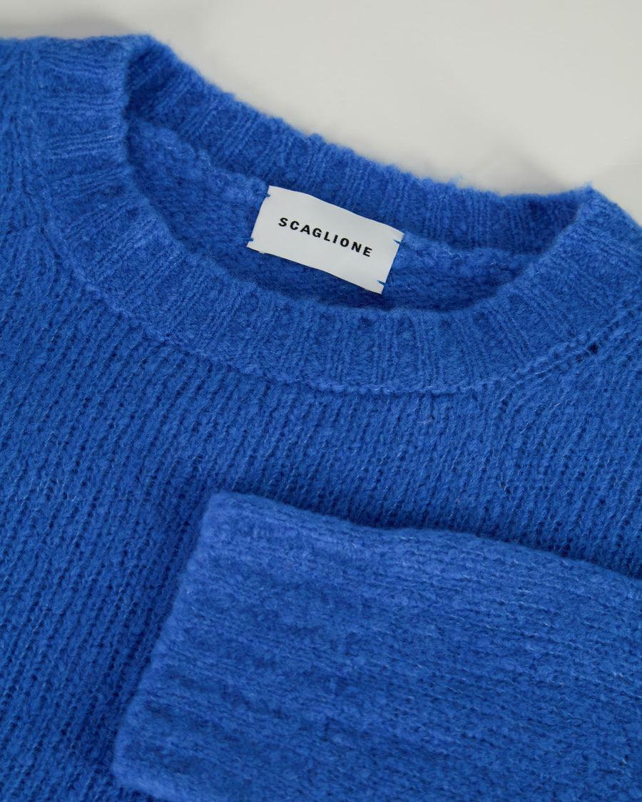 Scaglione ROUND NECK OVER PUFFED CASHMERE CORNFLOWER Sconto