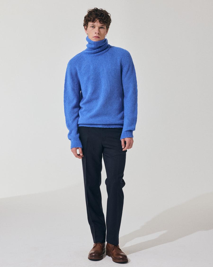 Scaglione TURTLE NECK SEAMLESS PUFFED CASHMERE CASHMERE CORNFLOWER Offerta Anniversario