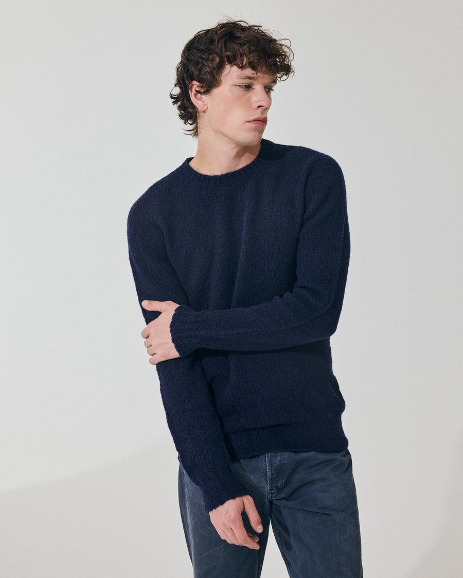 Scaglione ROUND NECK SEAMLESS PUFFED CASHMERE CASHMERE NAVY Online Outlet