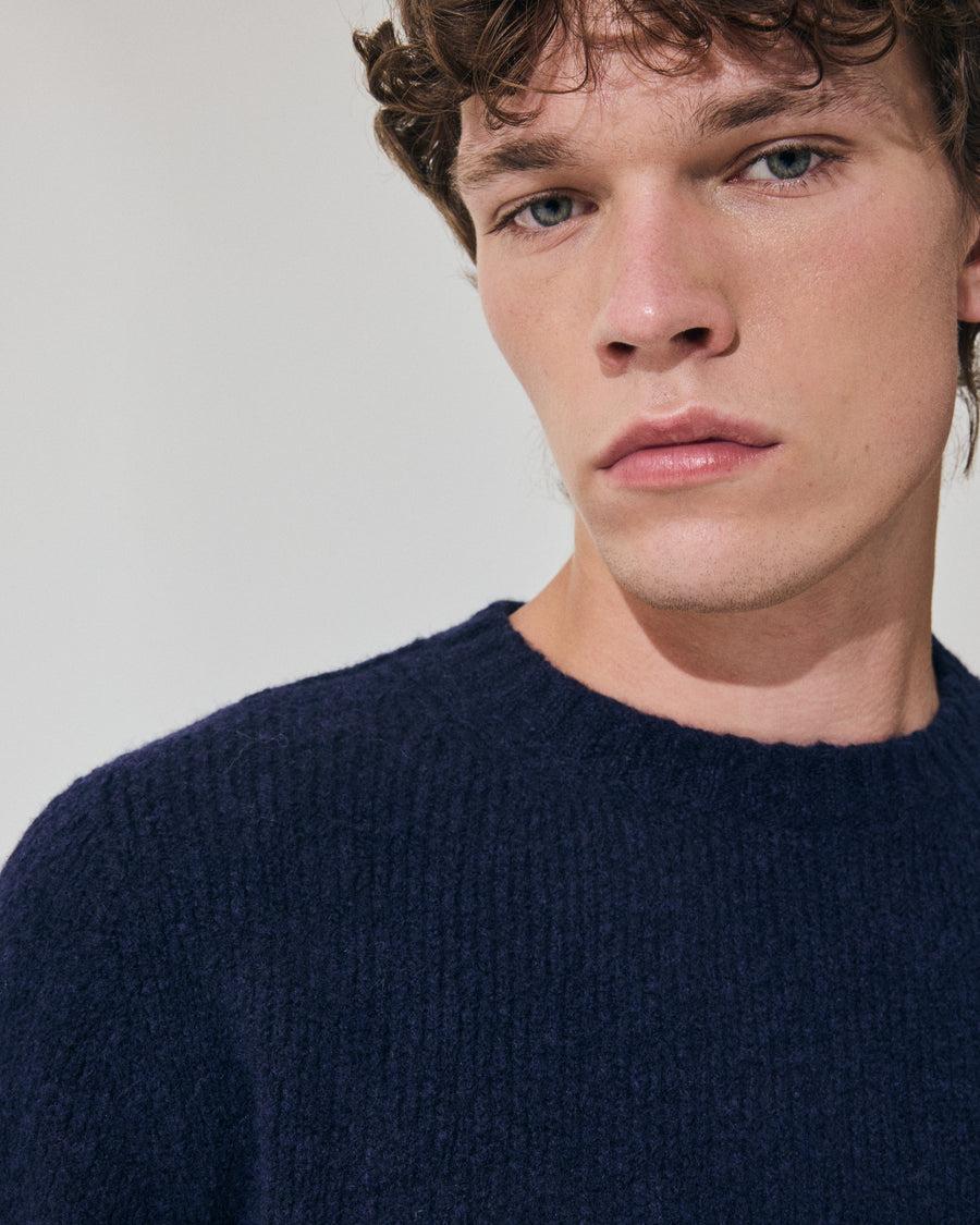 Scaglione ROUND NECK SEAMLESS PUFFED CASHMERE CASHMERE NAVY Online Outlet
