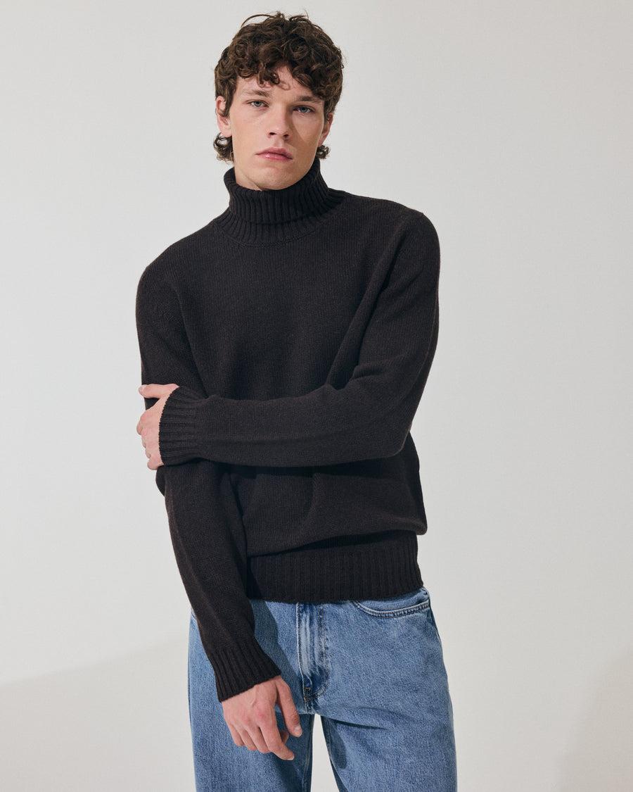 Scaglione TURTLE NECK SOFT HYBRD CASHMERE EBANO Lightning offer