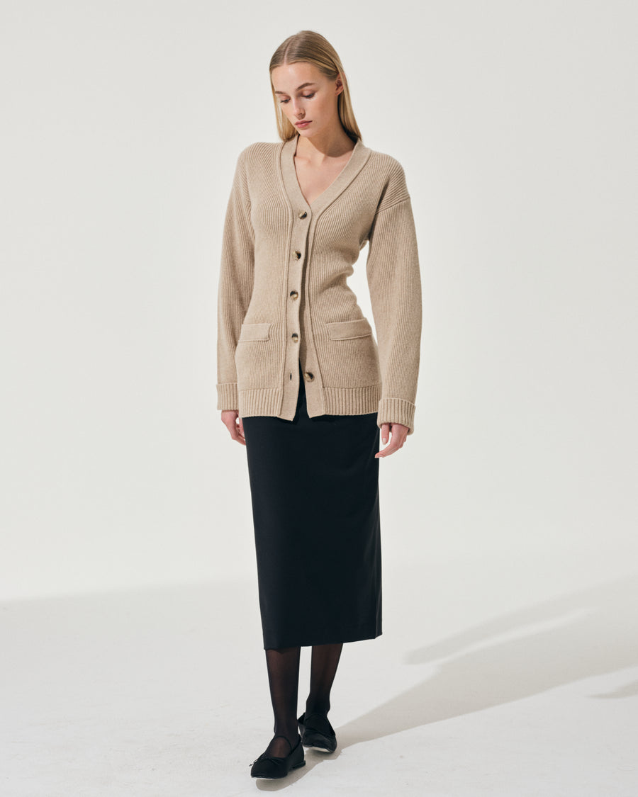Scaglione CARDIGAN TIGHT FULLNEEDLE SAND Sconti VIP