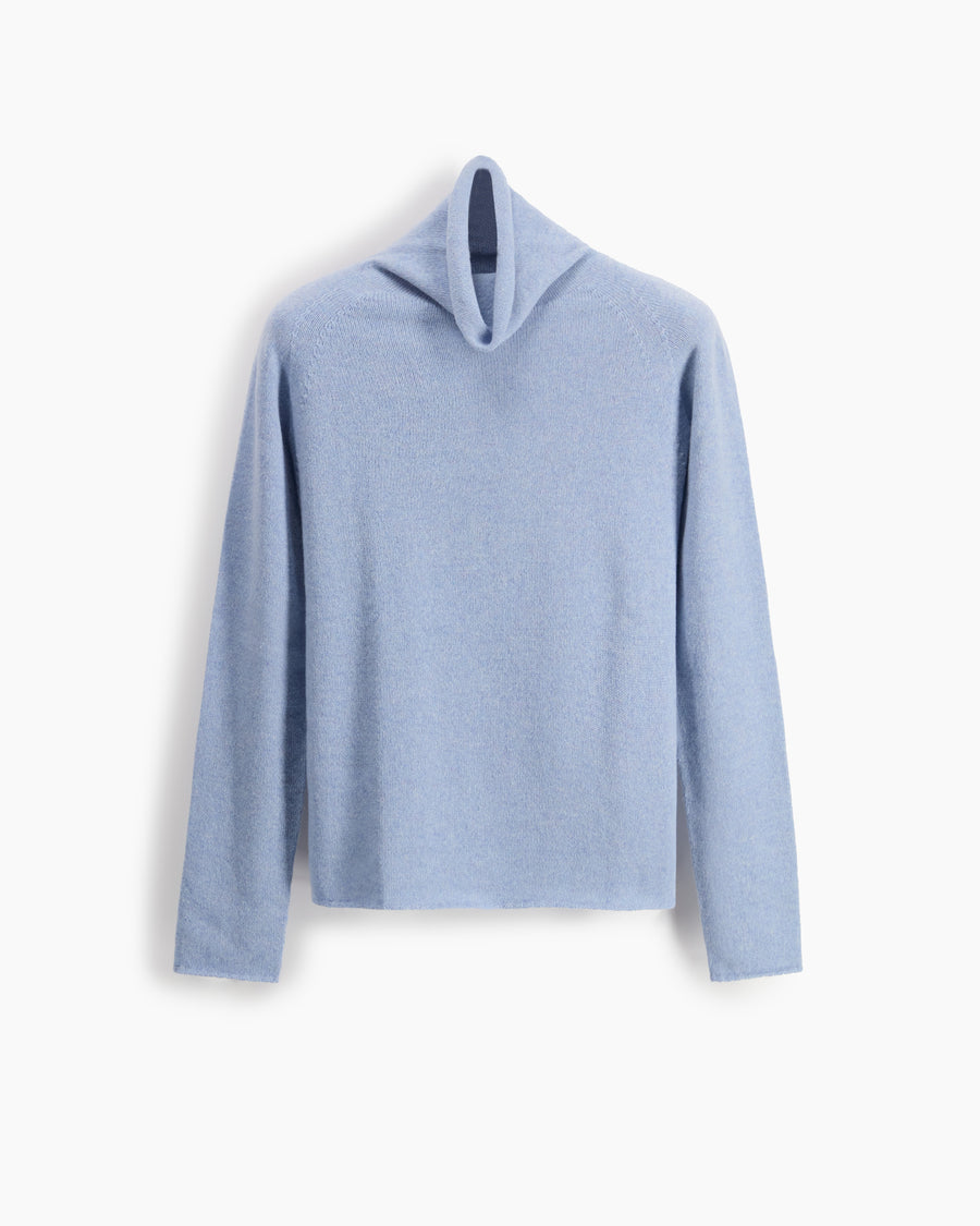 Scaglione TURTLE NECK RAGLAN SEAMLESS HYBRID CASHMERE CELESTE Fino al 55% di sconto