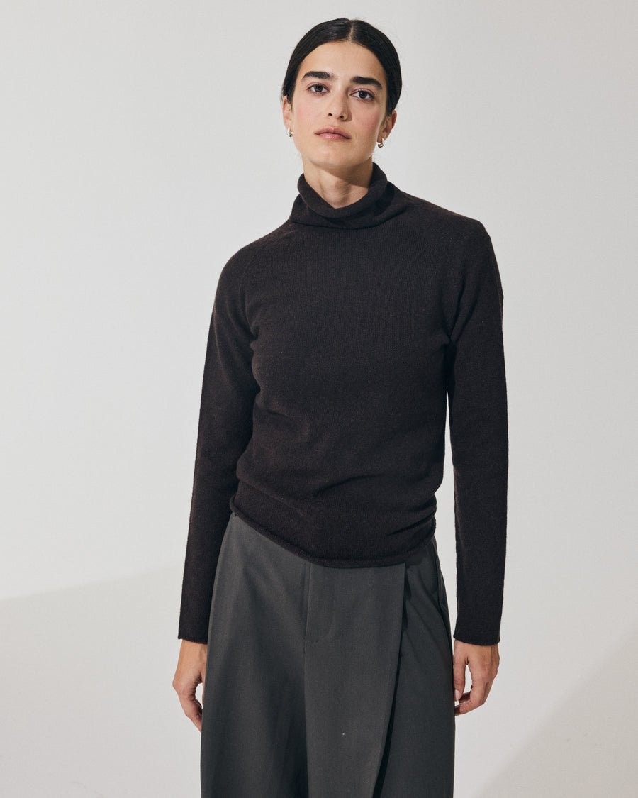Scaglione TURTLE NECK RAGLAN SEAMLESS HYBRID CASHMERE EBANO Solo un giorno rimasto