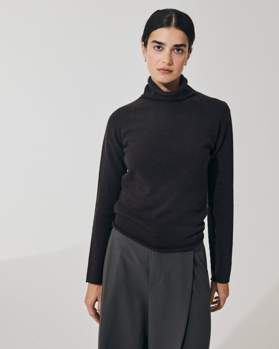 Scaglione TURTLE NECK RAGLAN SEAMLESS HYBRID CASHMERE EBANO Solo un giorno rimasto