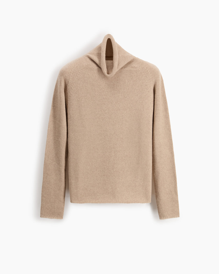 Scaglione TURTLE NECK RAGLAN SEAMLESS HYBRID CASHMERE SAND Super sconto