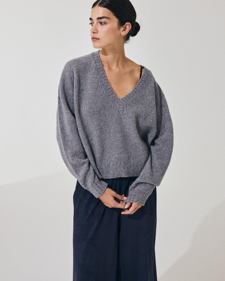 Scaglione V NECK OVER PUFFED CASHMERE GREY Trasporto libero internazionale