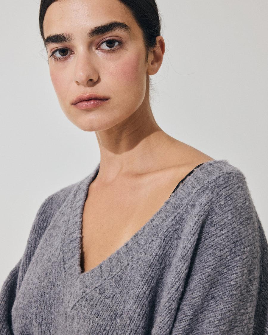 Scaglione V NECK OVER PUFFED CASHMERE GREY Trasporto libero internazionale