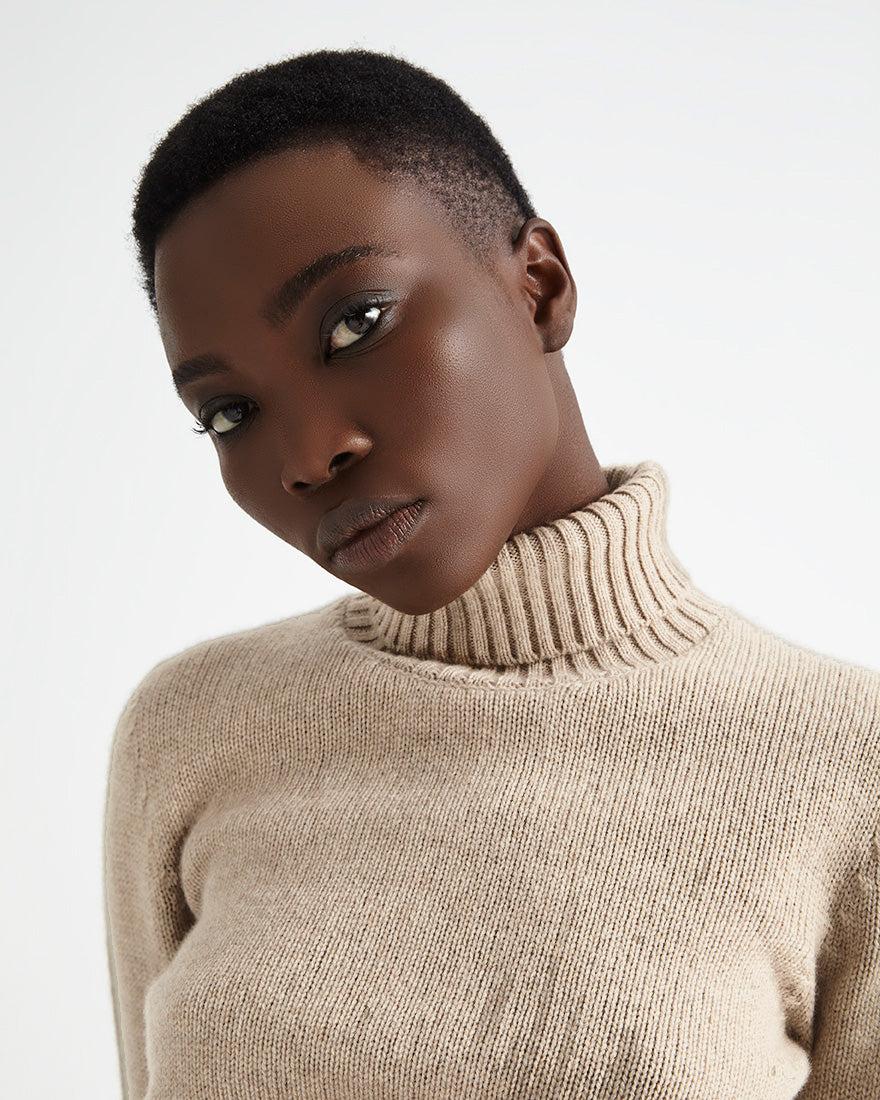 Scaglione TURTLE NECK SOFT HYBRID CASHMERE SAND Esporta salva