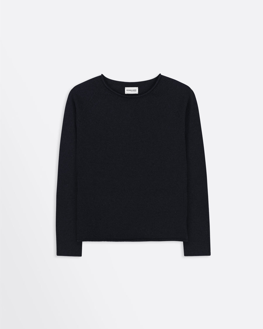 Scaglione ROUND NECK RAGLAN SEAMLESS HYBRID CASHMERE BLACK Duty-free