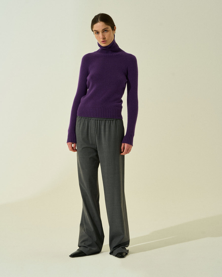 Scaglione TURTLE NECK SOFT HYBRID CASHMERE PURPLE Nuovo
