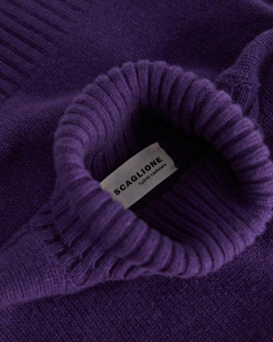 Scaglione TURTLE NECK SOFT HYBRID CASHMERE PURPLE Nuovo