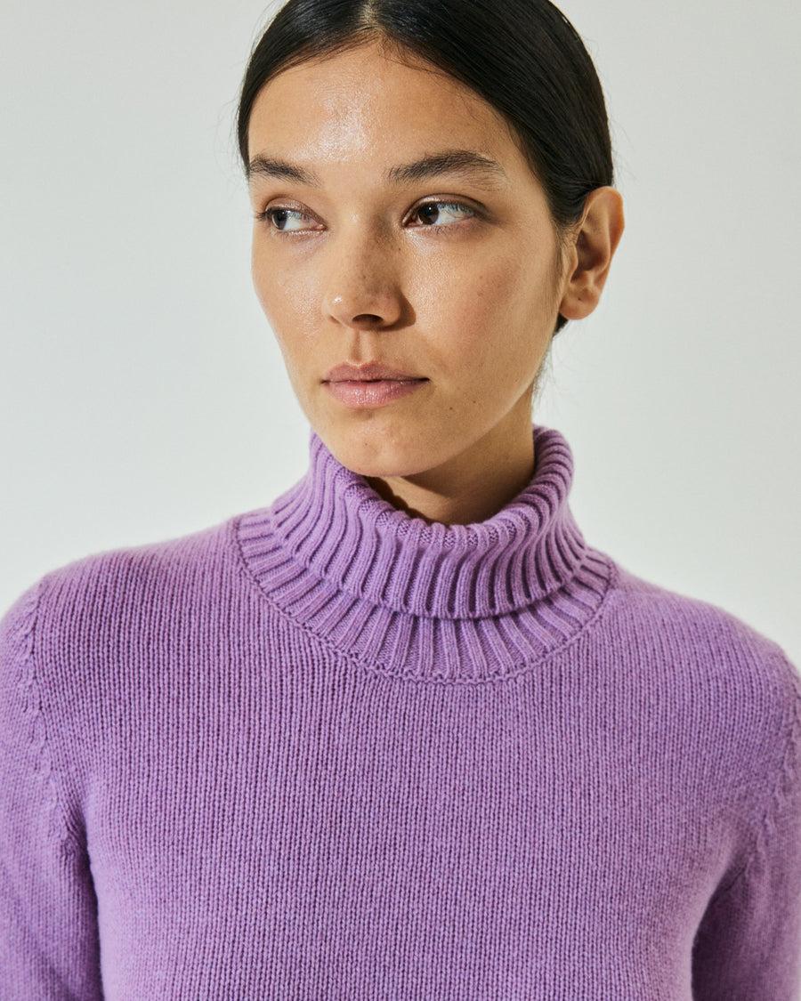 Scaglione TURTLE NECK SOFT HYBRID CASHMERE LILAC Qualità