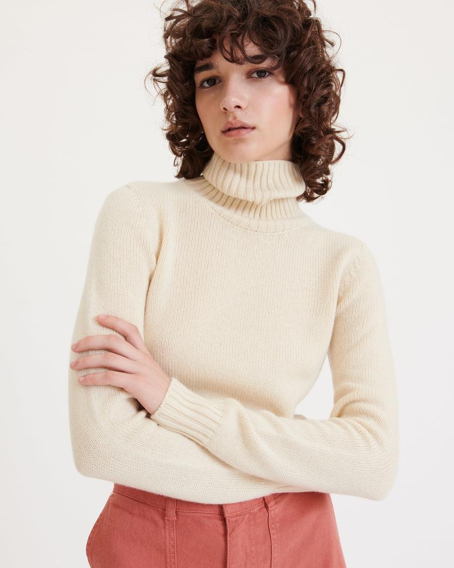 Scaglione TURTLE NECK SOFT HYBRID CASHMERE MILK Sconto