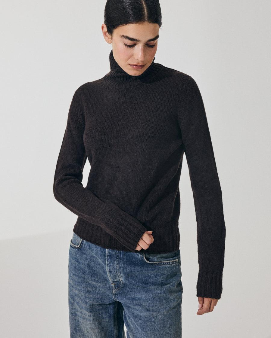 Scaglione TURTLE NECK SOFT HYBRID CASHMERE EBANO Outlet